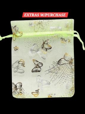 20ct. Organza Gift Bags With Gold /Silver Butterflies - Light Green 4x4.7